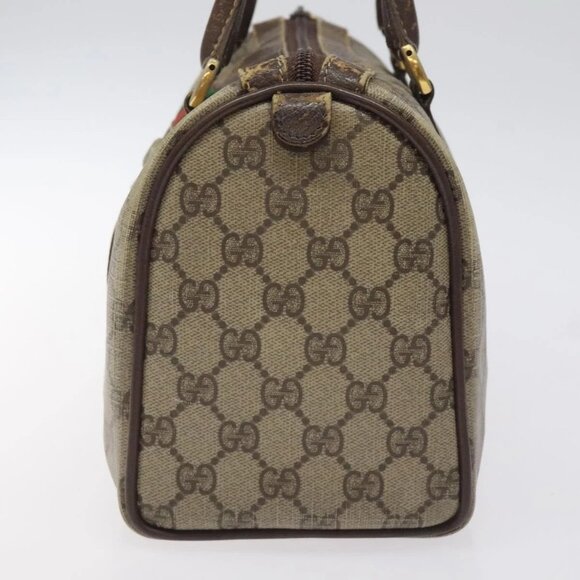 GUCCI GG Supreme Web Sherry Line Hand Bag PVC Beige Gold - Picture 4 of 16